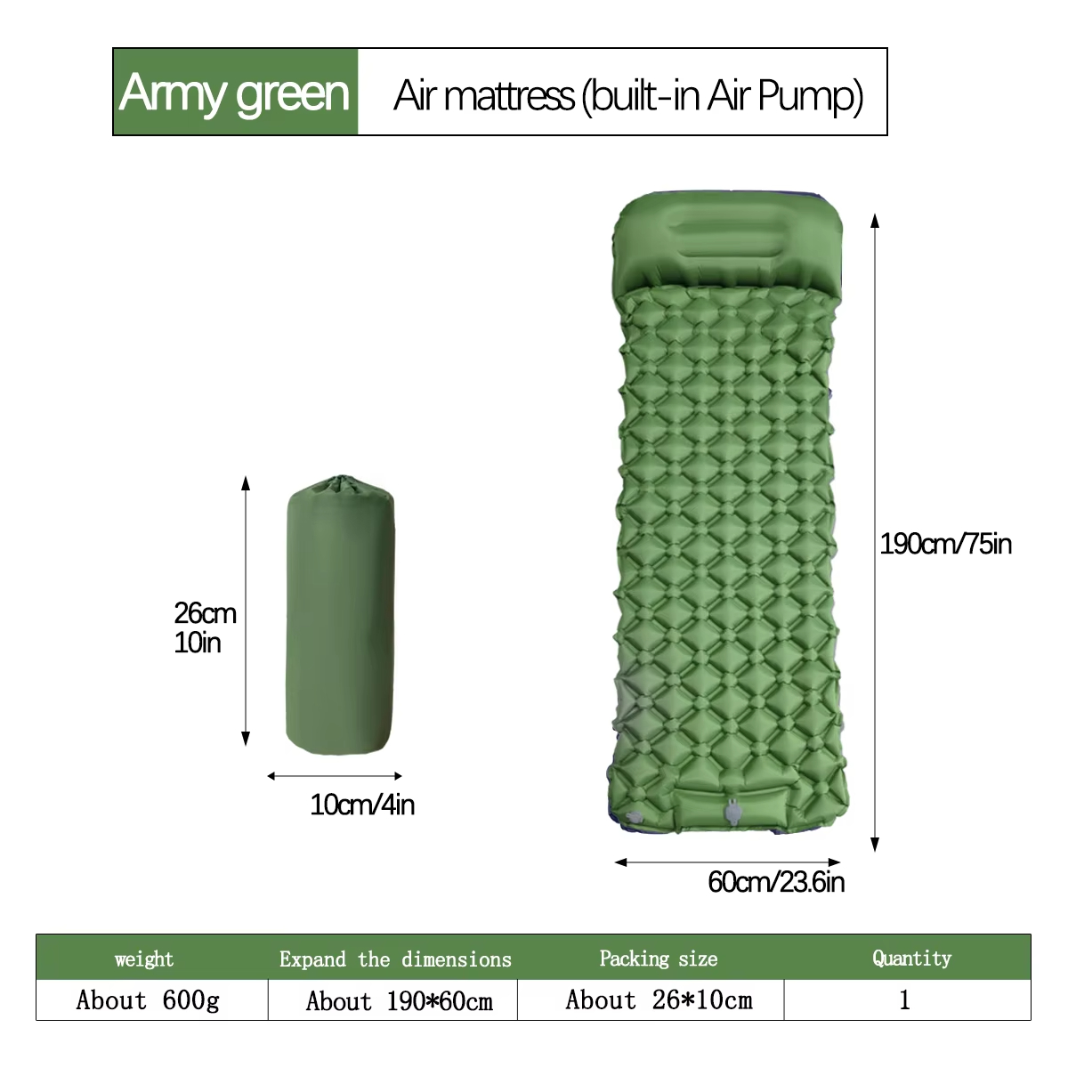 190*60cm Outdoor Camping Infla - Outdoor Camping Hiking 评论和价格