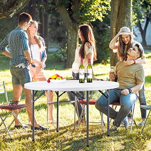 4 Foot Round Folding Card Tabl - Camping Outdoor Or Indoor 评论和价格
