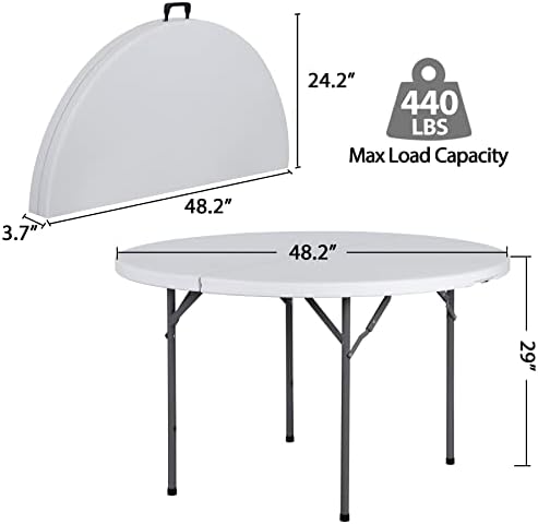 4 Foot Round Folding Card Tabl - Camping Outdoor Or Indoor 评论和价格