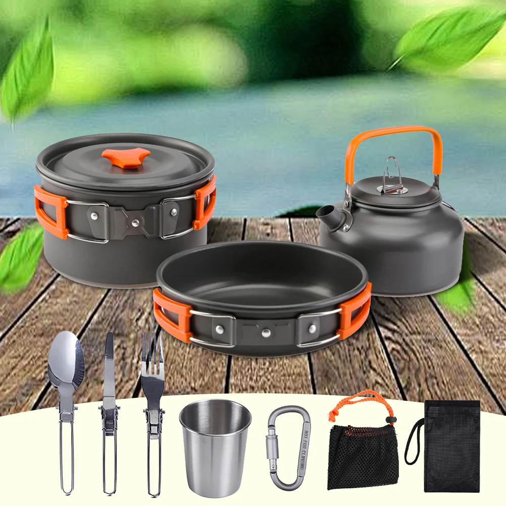 Camping Cookware Kit Kettle Po - Camp Utensil Set 评论和价格